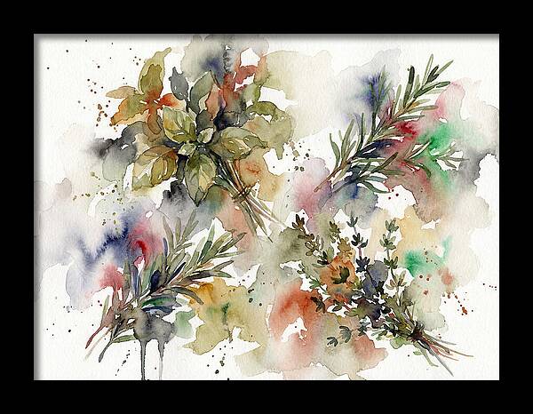 Fresh Herbs Watercolor Composition