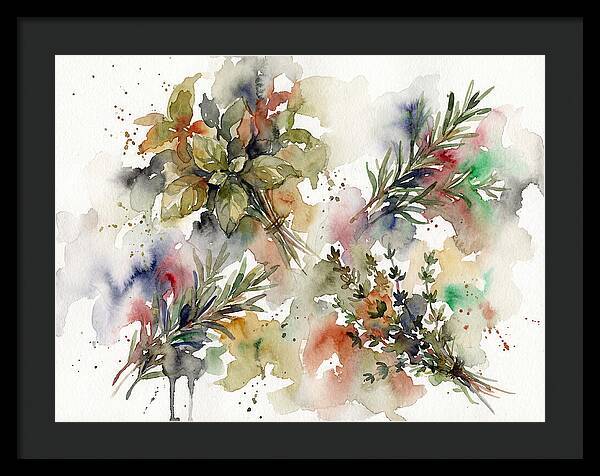 Fresh Herbs Watercolor Composition