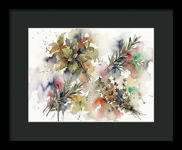 Fresh Herbs Watercolor Composition