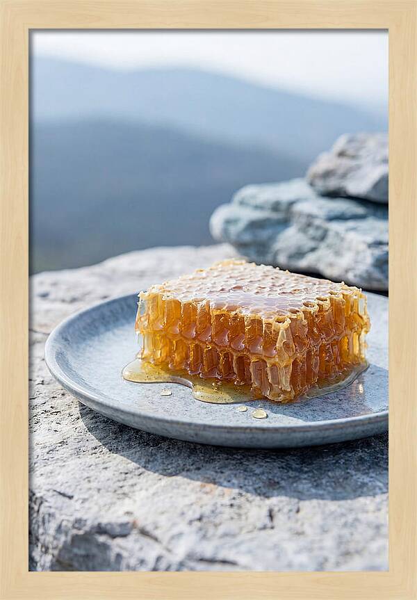 Fresh Honeycomb Dripping With Golden Honey