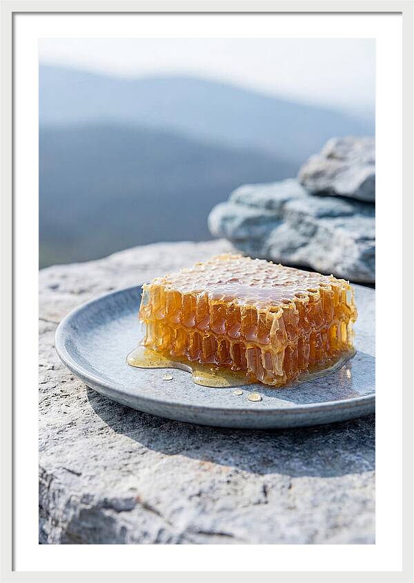 Fresh Honeycomb Dripping With Golden Honey