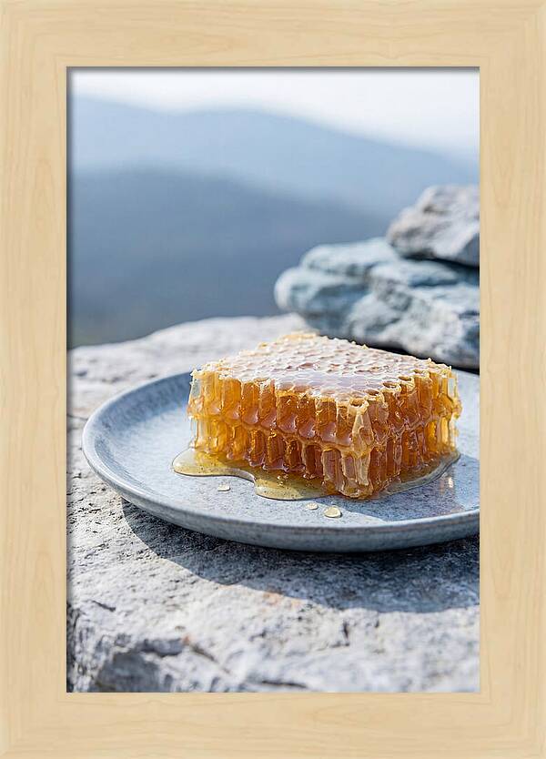 Fresh Honeycomb Dripping With Golden Honey