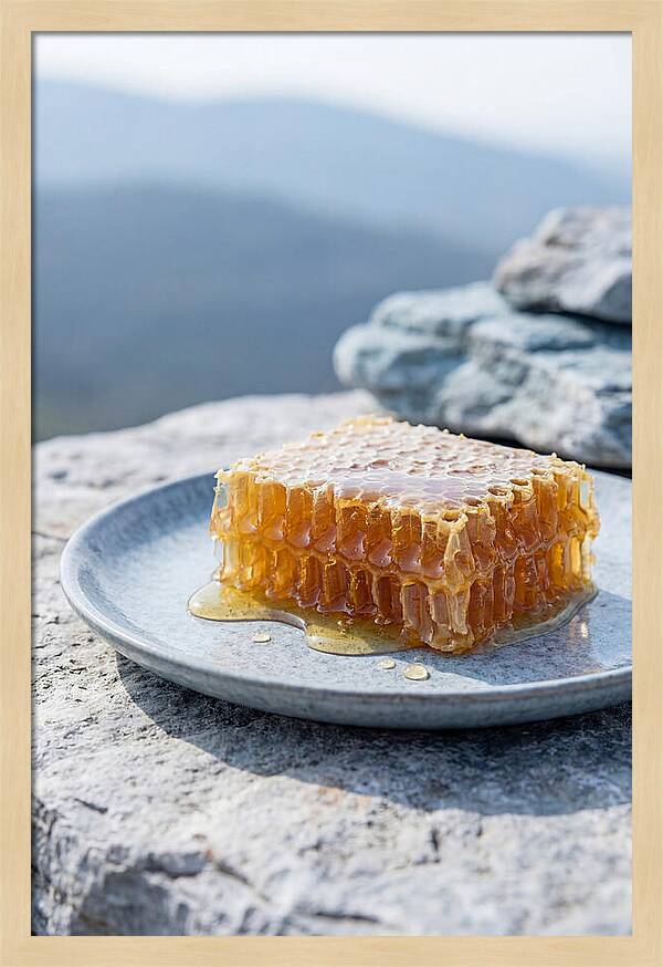 Fresh Honeycomb Dripping With Golden Honey