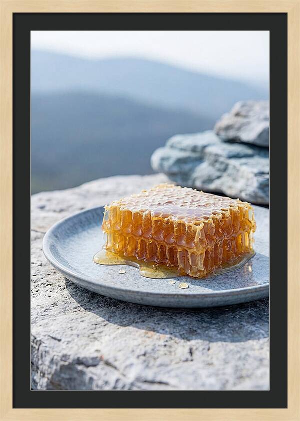 Fresh Honeycomb Dripping With Golden Honey