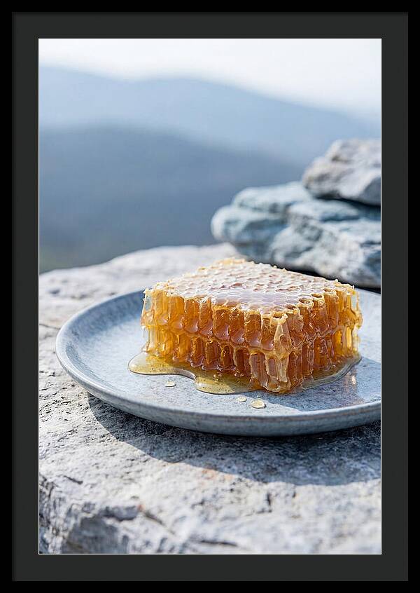 Fresh Honeycomb Dripping With Golden Honey