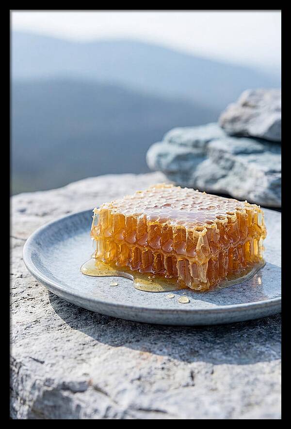 Fresh Honeycomb Dripping With Golden Honey