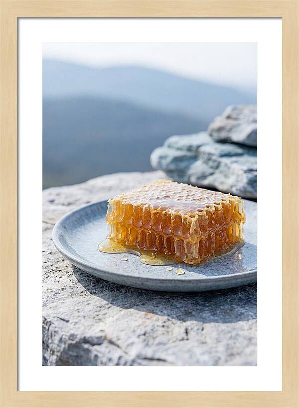 Fresh Honeycomb Dripping With Golden Honey