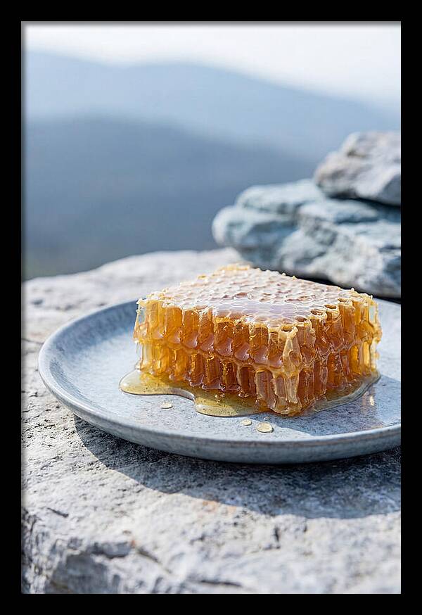 Fresh Honeycomb Dripping With Golden Honey