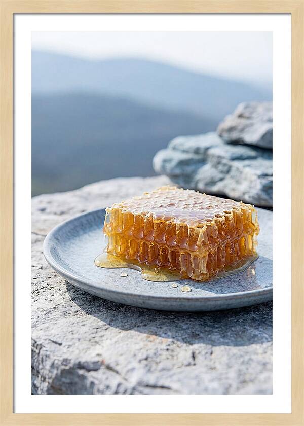 Fresh Honeycomb Dripping With Golden Honey