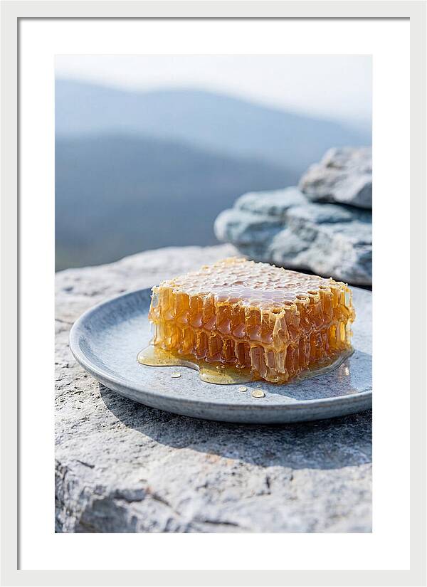 Fresh Honeycomb Dripping With Golden Honey