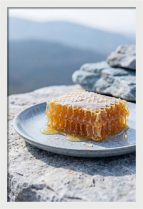Fresh Honeycomb Dripping With Golden Honey