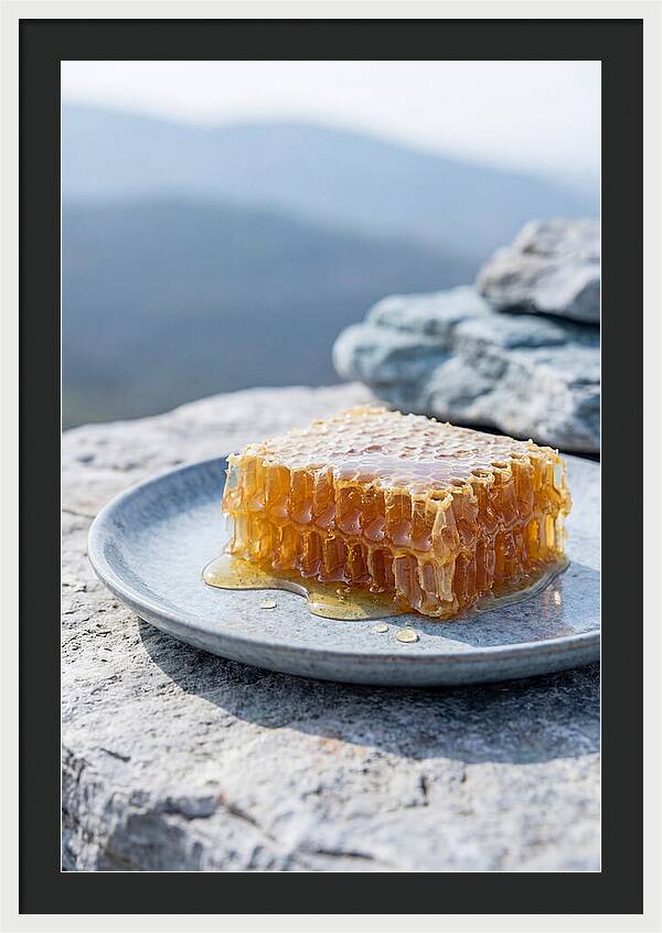 Fresh Honeycomb Dripping With Golden Honey