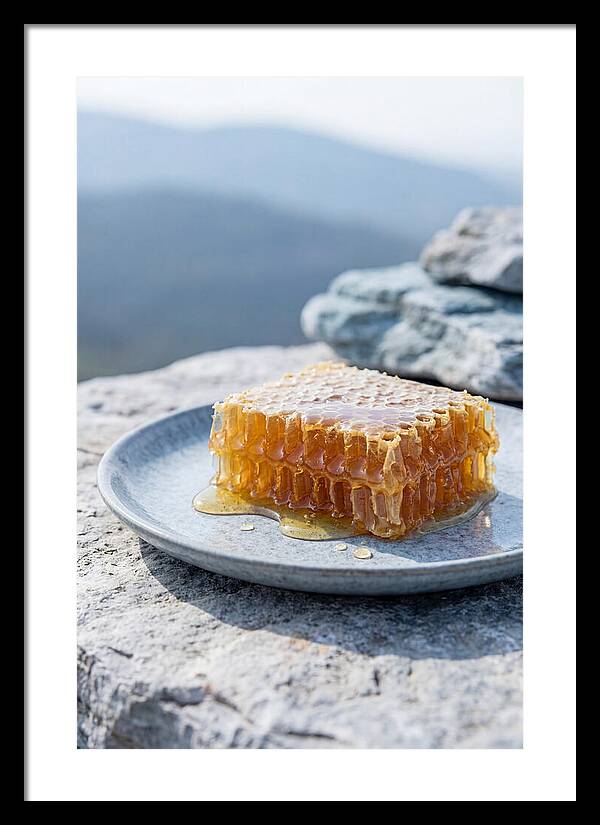 Fresh Honeycomb Dripping With Golden Honey