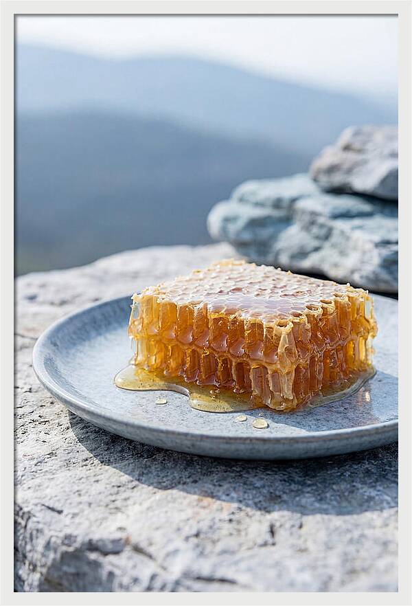 Fresh Honeycomb Dripping With Golden Honey