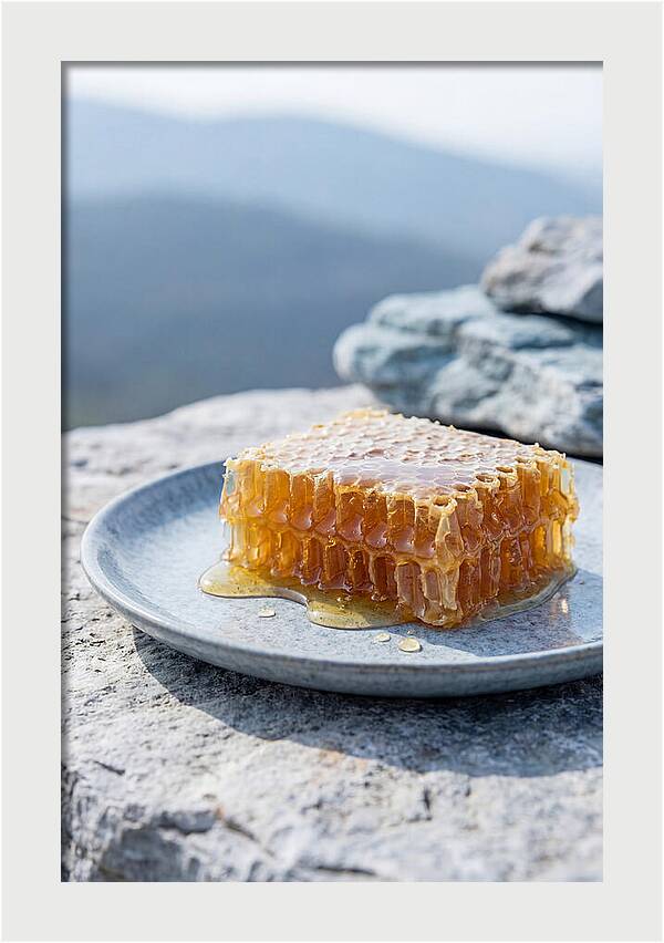 Fresh Honeycomb Dripping With Golden Honey