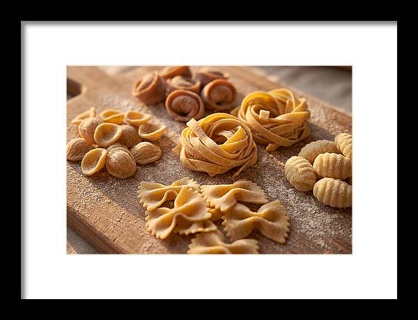 Fresh Pasta Shapes Displayed Artfully
