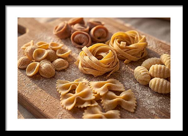 Fresh Pasta Shapes Displayed Artfully