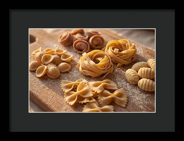 Fresh Pasta Shapes Displayed Artfully