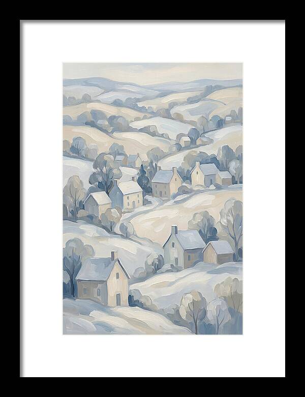 Fresh Snow Over Quiet Country Village