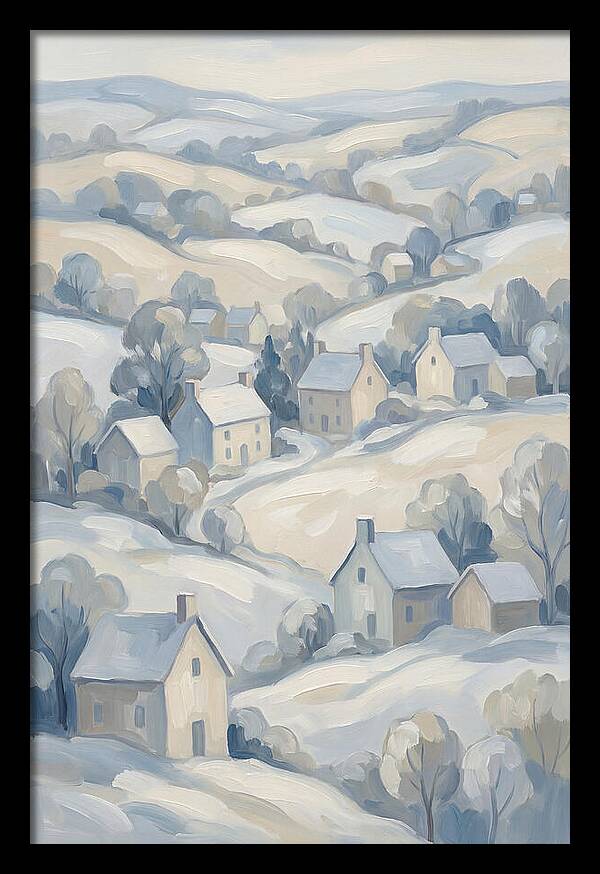 Fresh Snow Over Quiet Country Village