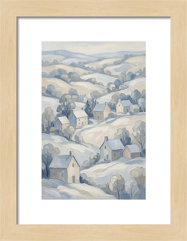 Fresh Snow Over Quiet Country Village