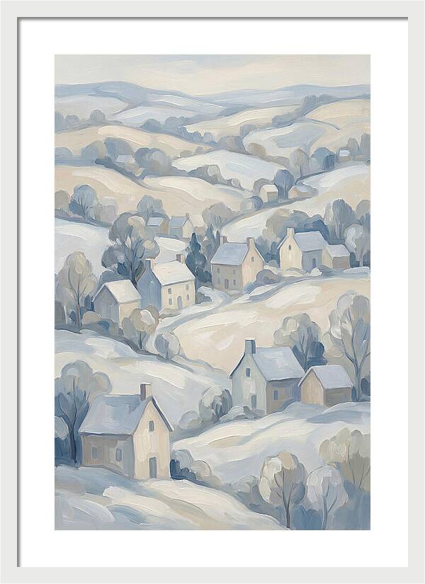 Fresh Snow Over Quiet Country Village