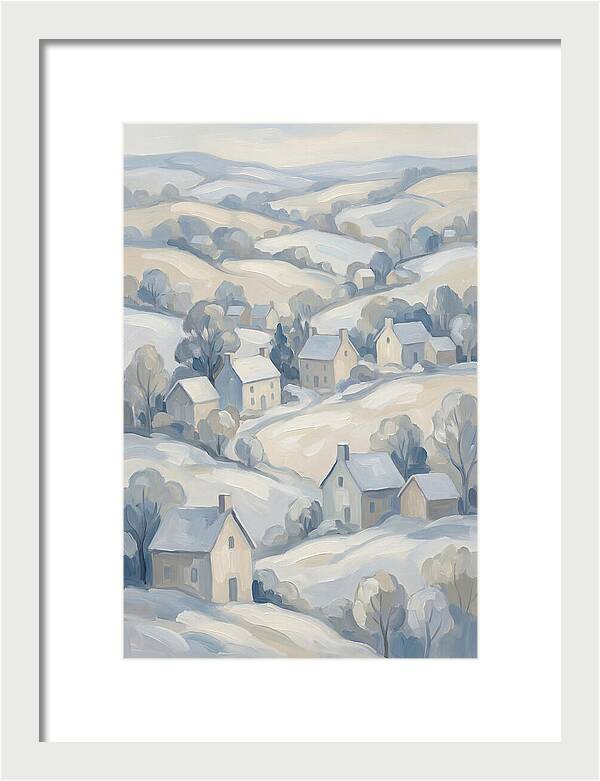 Fresh Snow Over Quiet Country Village