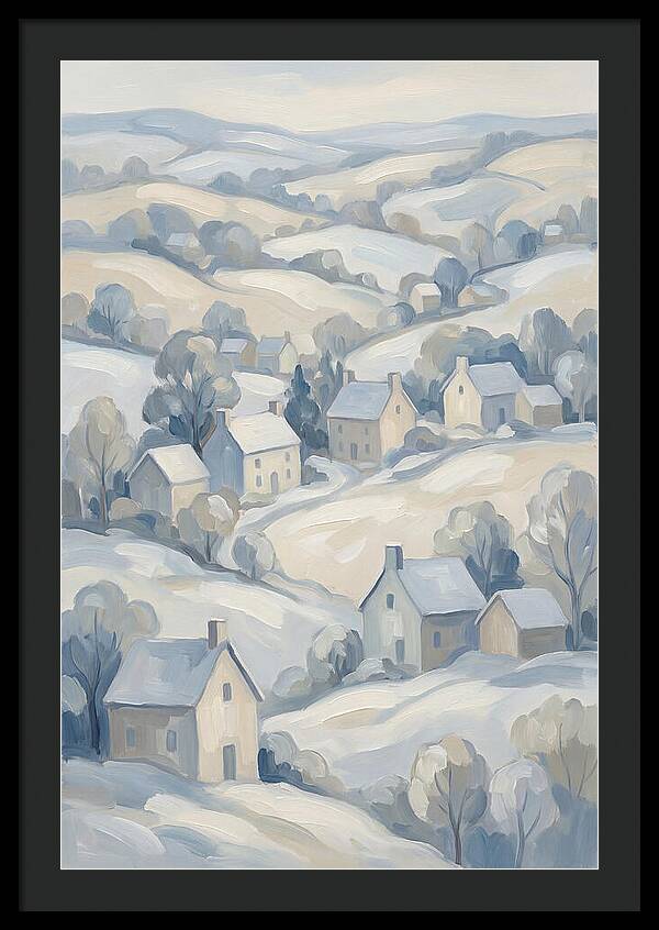 Fresh Snow Over Quiet Country Village