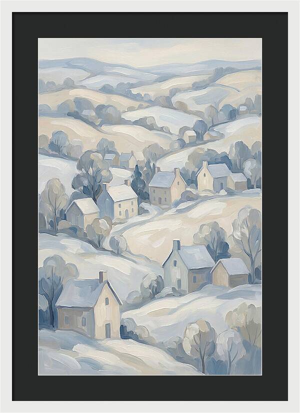 Fresh Snow Over Quiet Country Village