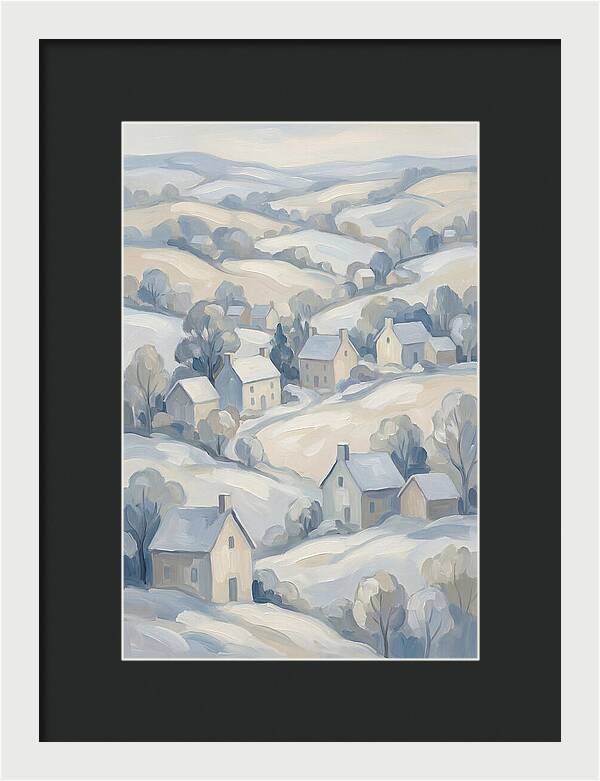 Fresh Snow Over Quiet Country Village