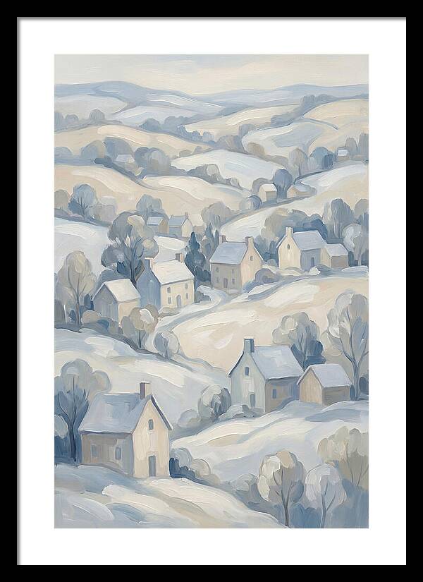 Fresh Snow Over Quiet Country Village
