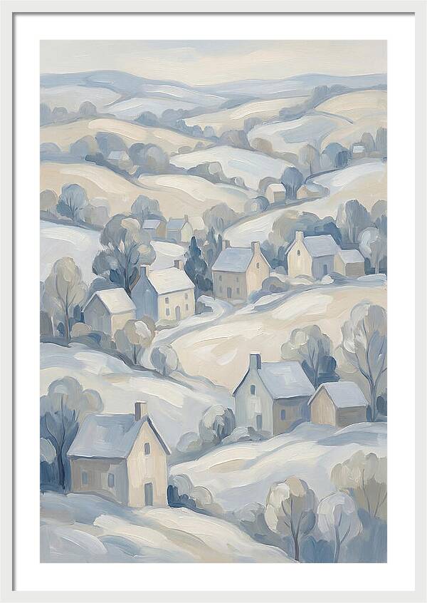 Fresh Snow Over Quiet Country Village