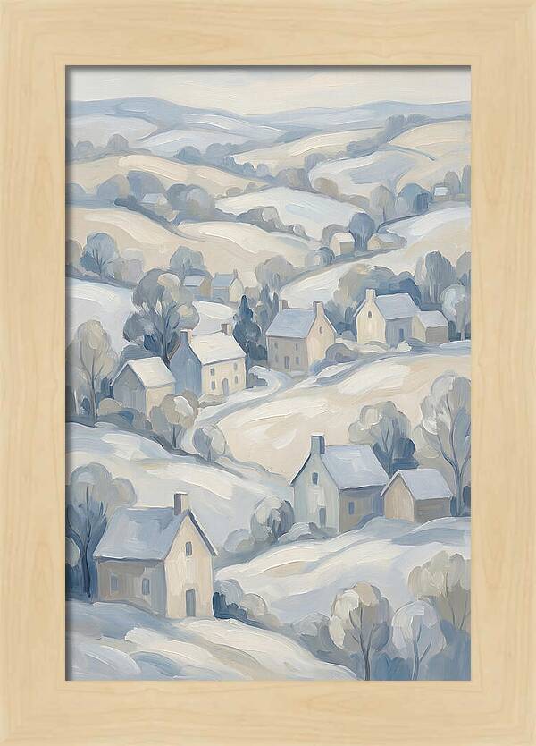 Fresh Snow Over Quiet Country Village