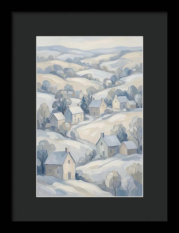 Fresh Snow Over Quiet Country Village