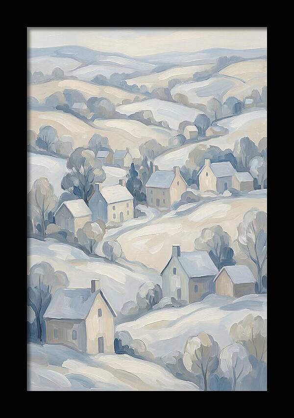 Fresh Snow Over Quiet Country Village