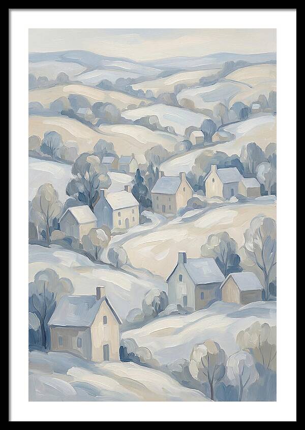 Fresh Snow Over Quiet Country Village