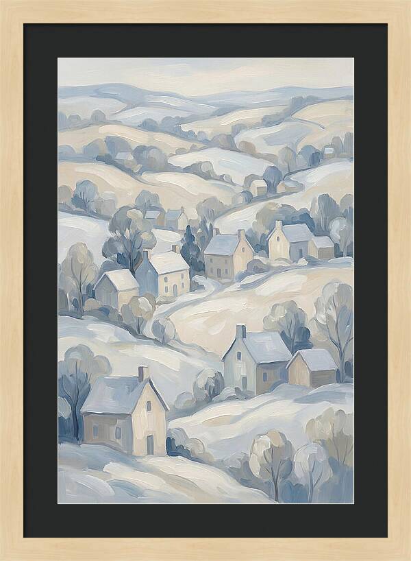 Fresh Snow Over Quiet Country Village