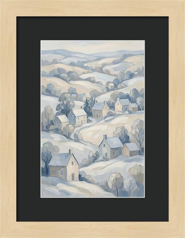 Fresh Snow Over Quiet Country Village