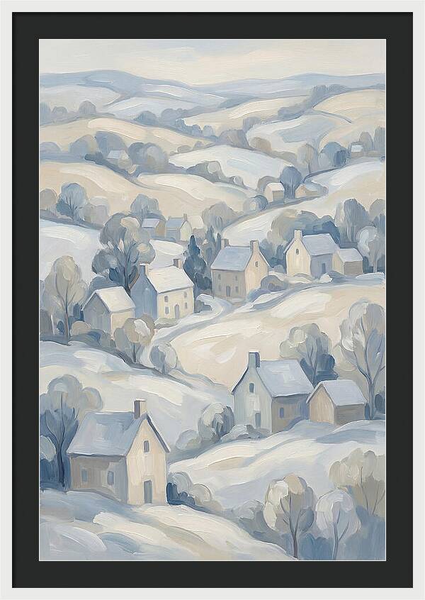 Fresh Snow Over Quiet Country Village