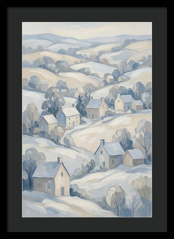 Fresh Snow Over Quiet Country Village