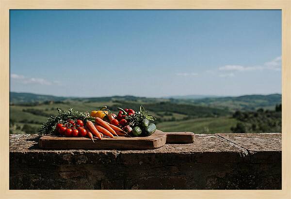 Fresh Vegetables On A Rustic Board