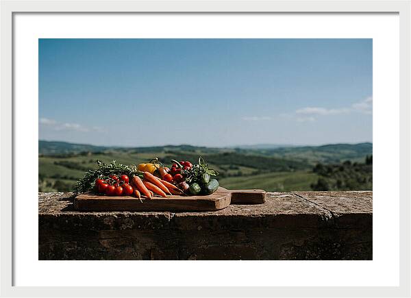 Fresh Vegetables On A Rustic Board