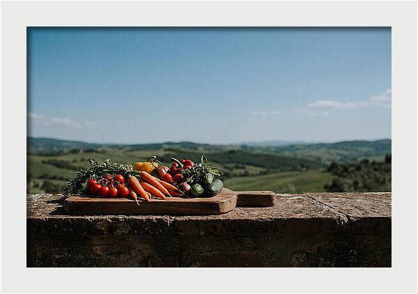 Fresh Vegetables On A Rustic Board
