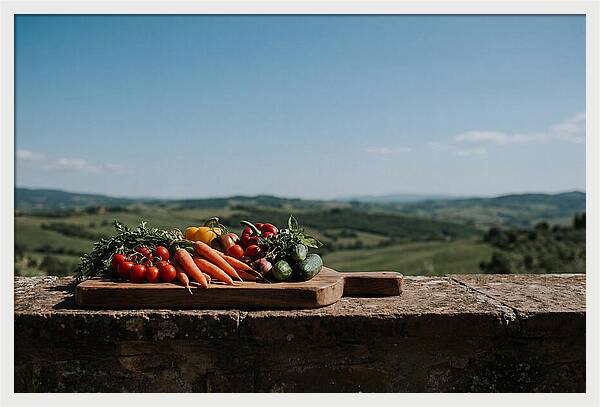 Fresh Vegetables On A Rustic Board