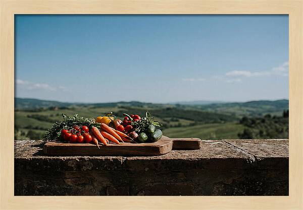Fresh Vegetables On A Rustic Board