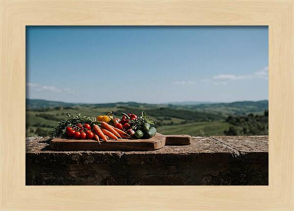 Fresh Vegetables On A Rustic Board