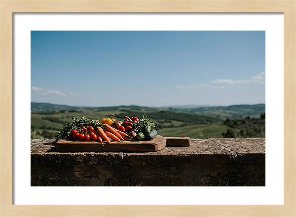 Fresh Vegetables On A Rustic Board
