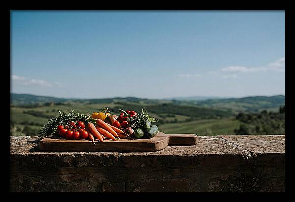 Fresh Vegetables On A Rustic Board