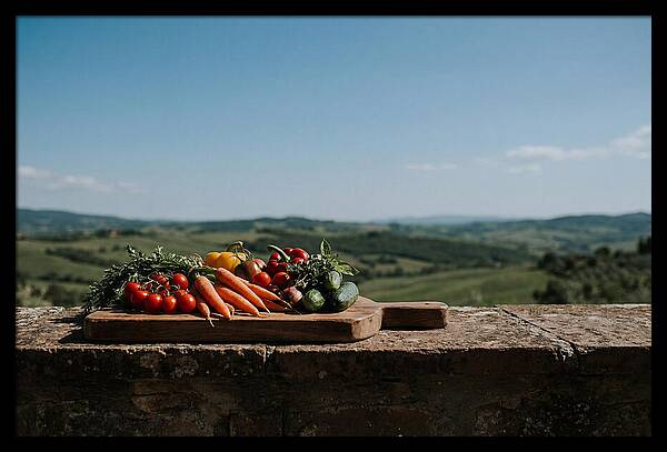 Fresh Vegetables On A Rustic Board