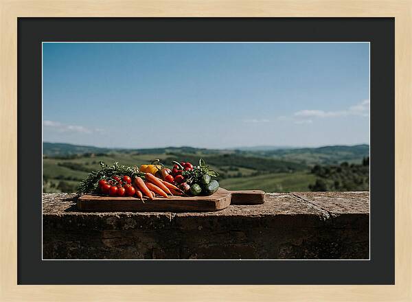 Fresh Vegetables On A Rustic Board
